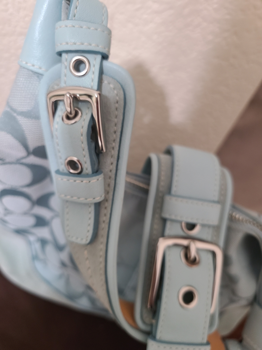 Coach Vintage Hampton Aqua Blue Signature Bag- J6823 - Picture 7 of 14